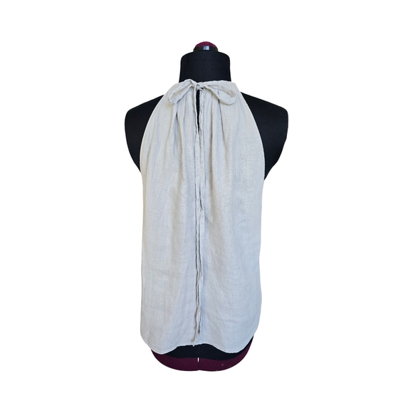 Zara Light Gray Linen Halter Top Size XL Minimalist Chic Casual - Picture 4 of 5